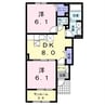 グロリアス山鹿ⅠⅡ 2DKの間取り