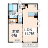 ホームパーティⅥ号館 1LDKの間取り