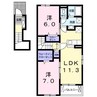 菊池アイリスB 2LDKの間取り