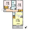 クレールフラワー 2LDKの間取り