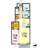ラルジュガーデン西寺 1LDKの間取り