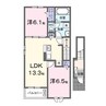 フルール山鹿Ⅰ 2LDKの間取り