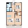 リーブライツ菊池 2LDKの間取り