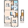 アンバーテラスⅡ 2LDKの間取り