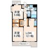アルカンシエルＢ 2LDKの間取り