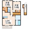 ソレジオタウン大津 2LDKの間取り