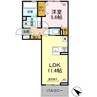 D－ROOMA隈府A・B 1LDKの間取り