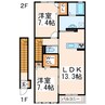 産交バス（熊本市周辺）/託麻市民センター前 徒歩6分 2階 築12年 2LDKの間取り