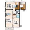 アレイナガーデン 2LDKの間取り