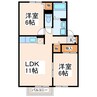 ドリームハイツⅢ 2LDKの間取り