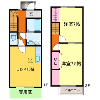 間取図 東海道本線/天竜川駅 徒歩16分 1-2階 築14年