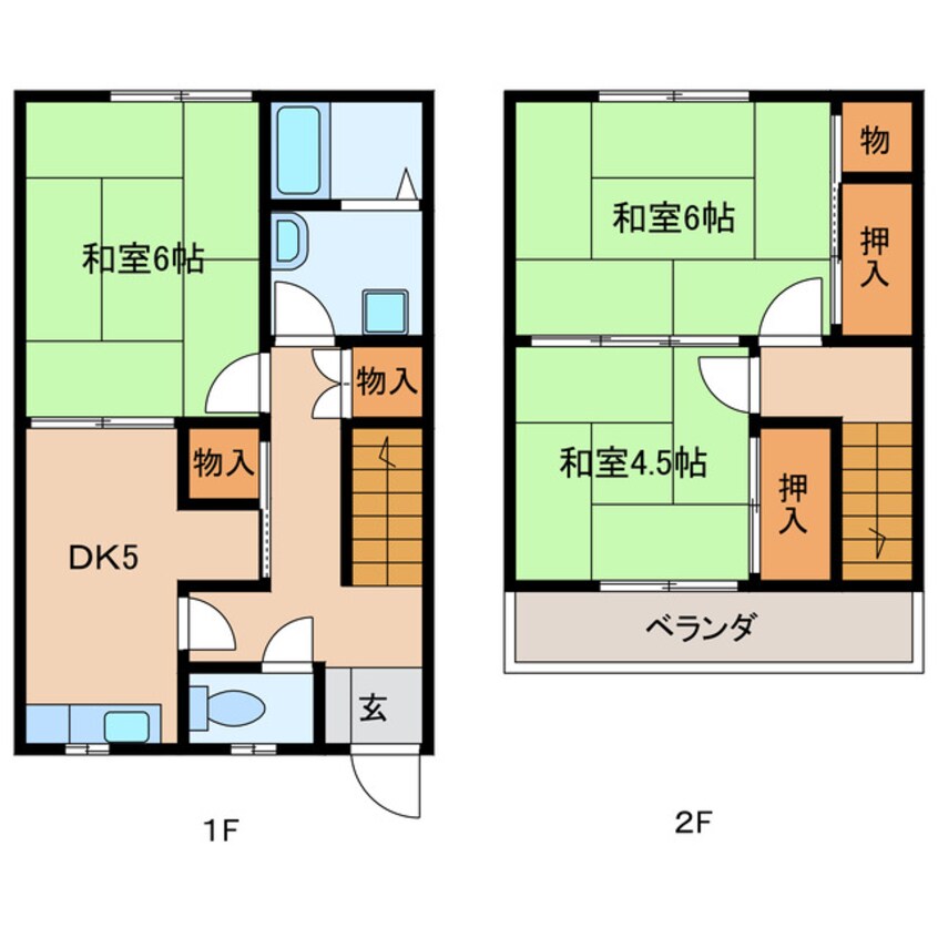 間取図 高山本線（岐阜県内）/高山駅 バス16分中江名子下車:停歩1分 1-2階 築43年