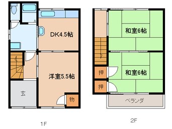 間取図 高山本線（岐阜県内）/高山駅 バス12分白山橋下車:停歩3分 1-2階 築29年