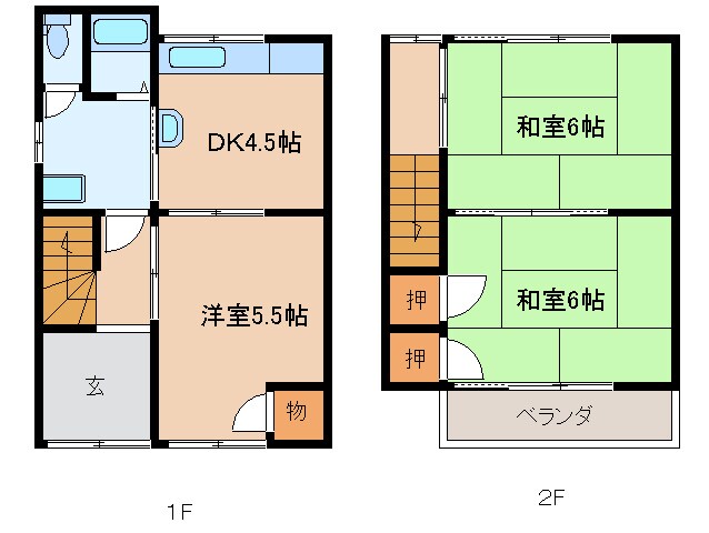 間取り図 高山本線（岐阜県内）/高山駅 バス12分白山橋下車:停歩3分 1-2階 築29年