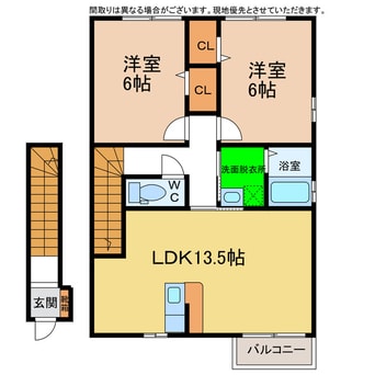 間取図 ディアコート弐番館Ａ・Ｂ・Ｃ