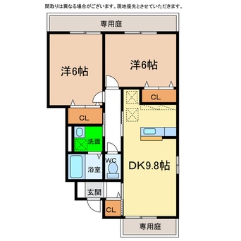 間取図 ディアコート弐番館Ａ・Ｂ・Ｃ