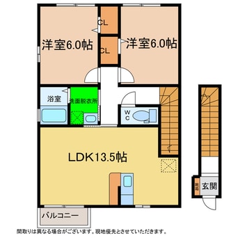 間取図 ディアコート弐番館Ａ・Ｂ・Ｃ