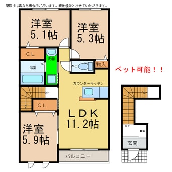 間取図 リバーサイド金磯Ａ