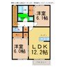 デュエルミサキⅢ A 2LDKの間取り