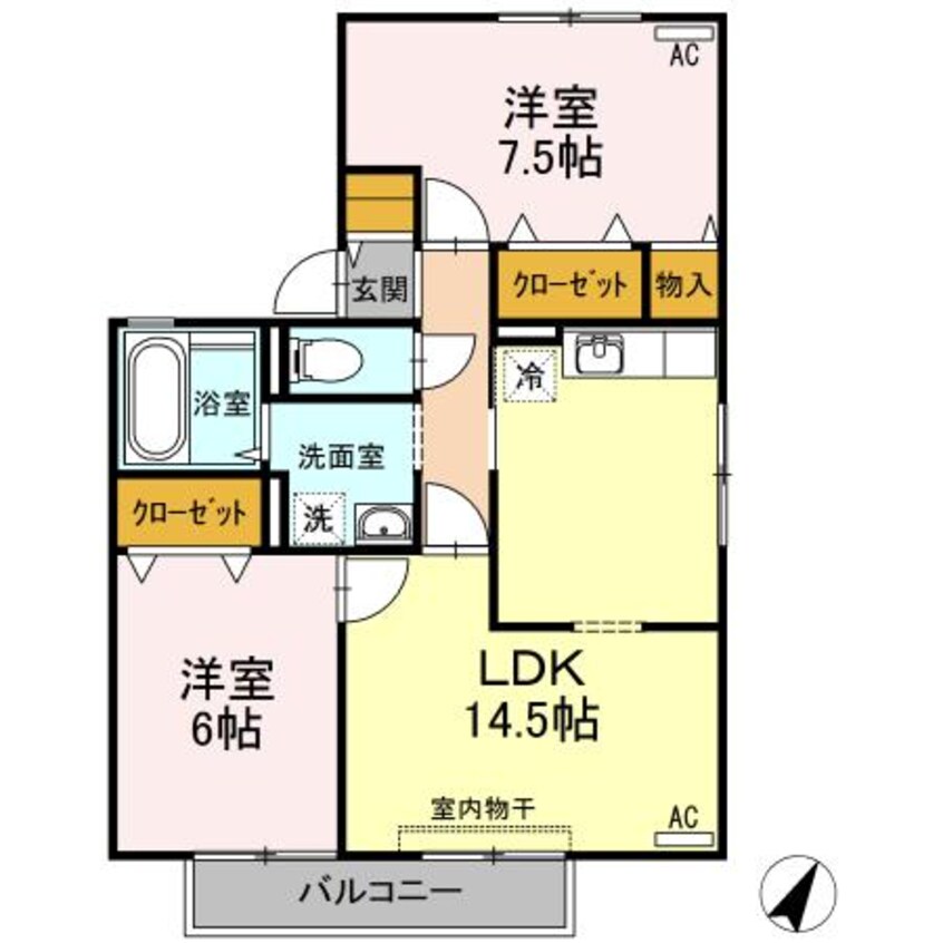 間取図 ハイカムール田中C棟