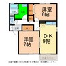 ハイツ曙Ⅰ・Ⅱ 2DKの間取り