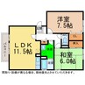 ファミール三軒屋Ａ・Ｂ 2LDKの間取り