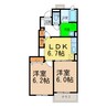 ホワイトローズＢ 2DKの間取り