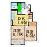 ロイヤル　オークＢ 2DKの間取り