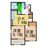 ロイヤル　オークＢ 2DKの間取り