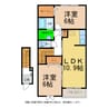 フルール蘭ⅡＢ 2LDKの間取り