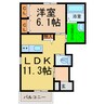 マルハⅠ番館 1LDKの間取り