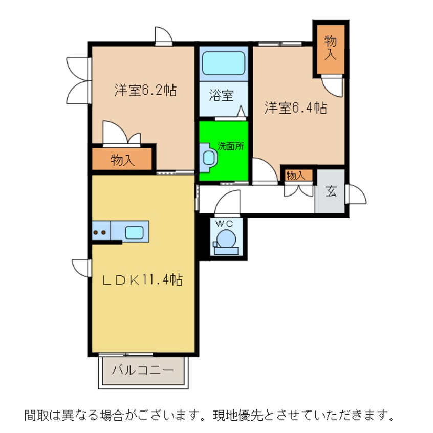 間取図 ベレオ西新浜　B棟