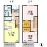 ヴェルブィル・野田　Ｃ棟 2LDKの間取り