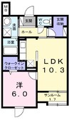 ヴンダーバール 1LDKの間取り