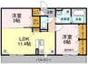 フルス吉備津 2LDKの間取り