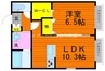 レトアエイショク 1LDKの間取り