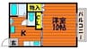 ドムスフローラ　Ｆ棟 1Kの間取り