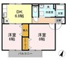ソレイユ津高 2DKの間取り