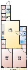 長瀬ビル 2LDKの間取り