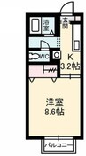 プラッツ２１　Ｄ棟 1Kの間取り
