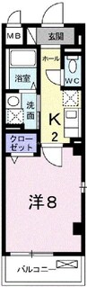 駅前町アビタシオン 1Kの間取り