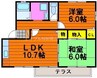 フォブール東川原Ｇ 2LDKの間取り