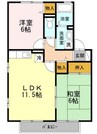 アリッサム２１　Ａ 2LDKの間取り