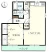 ラッキータウン庭瀬　Ｄ棟 1LDKの間取り