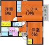 グリーンコートＢ棟 2LDKの間取り