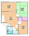 カーサ新屋敷　A棟 3DKの間取り