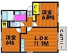 FLOR　A棟 2LDKの間取り