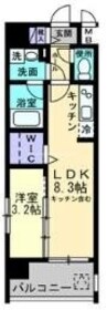 レジデンスカープ南中央町 1LDKの間取り
