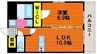 ハートフル医大前 1LDKの間取り