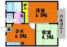 シュガーハウス 2DKの間取り